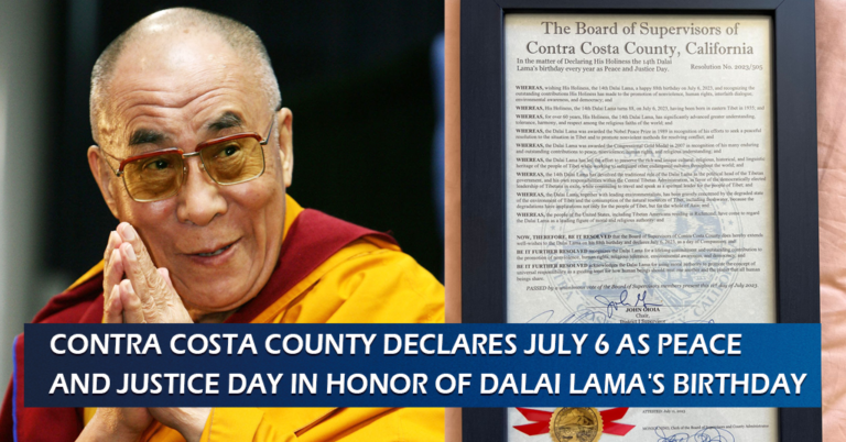 Contra Costa County Declares July 6 as Peace and Justice Day in Honor of Dalai Lama's Birthday