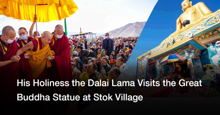 His Holiness the Dalai Lama Visits the Great Buddha Statue at Stok Village