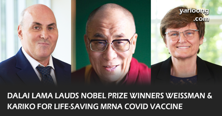 His Holiness the Dalai Lama lauds Nobel Prize winners Drew Weissman and Katalin Kariko for their groundbreaking mRNA Covid vaccine research, emphasizing the importance of science for humanity.