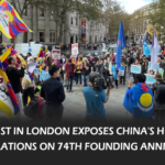 London rights groups and communities unite on China's 74th anniversary to condemn its human rights violations. Highlighting issues faced by Tibetans, Uyghurs, Hongkongers, and Southern Mongolians, the protest demands global attention.