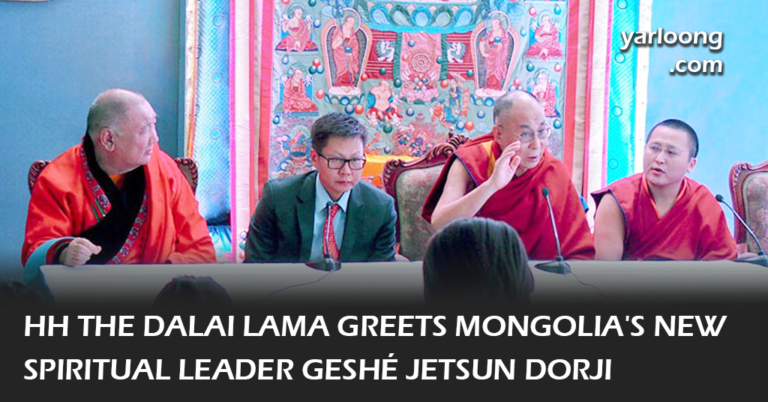 His Holiness the #DalaiLama blesses the new #KhambaLama of Mongolia, Geshé Jetsun Dorji, with a message of peace and compassion.