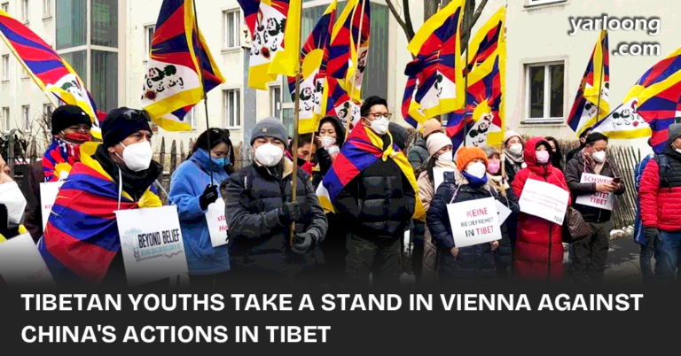 Young Tibetan activists in Vienna courageously stand against China's human rights violations, projecting the truth onto the Chinese Embassy's walls.