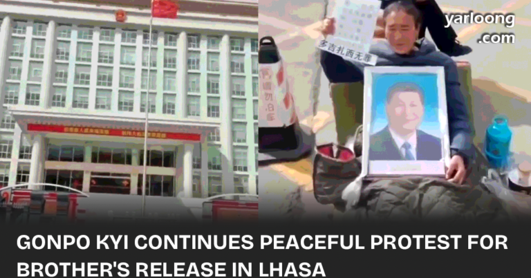 Gonpo Kyi stands firm in her peaceful protest for justice in Lhasa, demanding a fair trial for her brother Dorjee Tashi. Her resilience shines a light on the pursuit of justice.