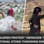 In Northern Tibet, children are using traditional stone-throwing ropes, known as "urduo," to protest against what they and Uyghurs term "genocide tourism."